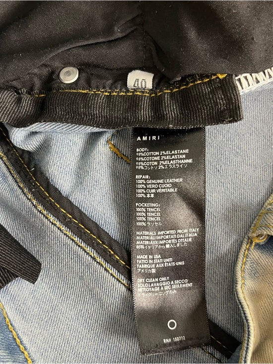 AMIRI Men’s Light Blue Denim Jeans with Distressing Patchwork Bandana Size 40 - Picture 10 of 13